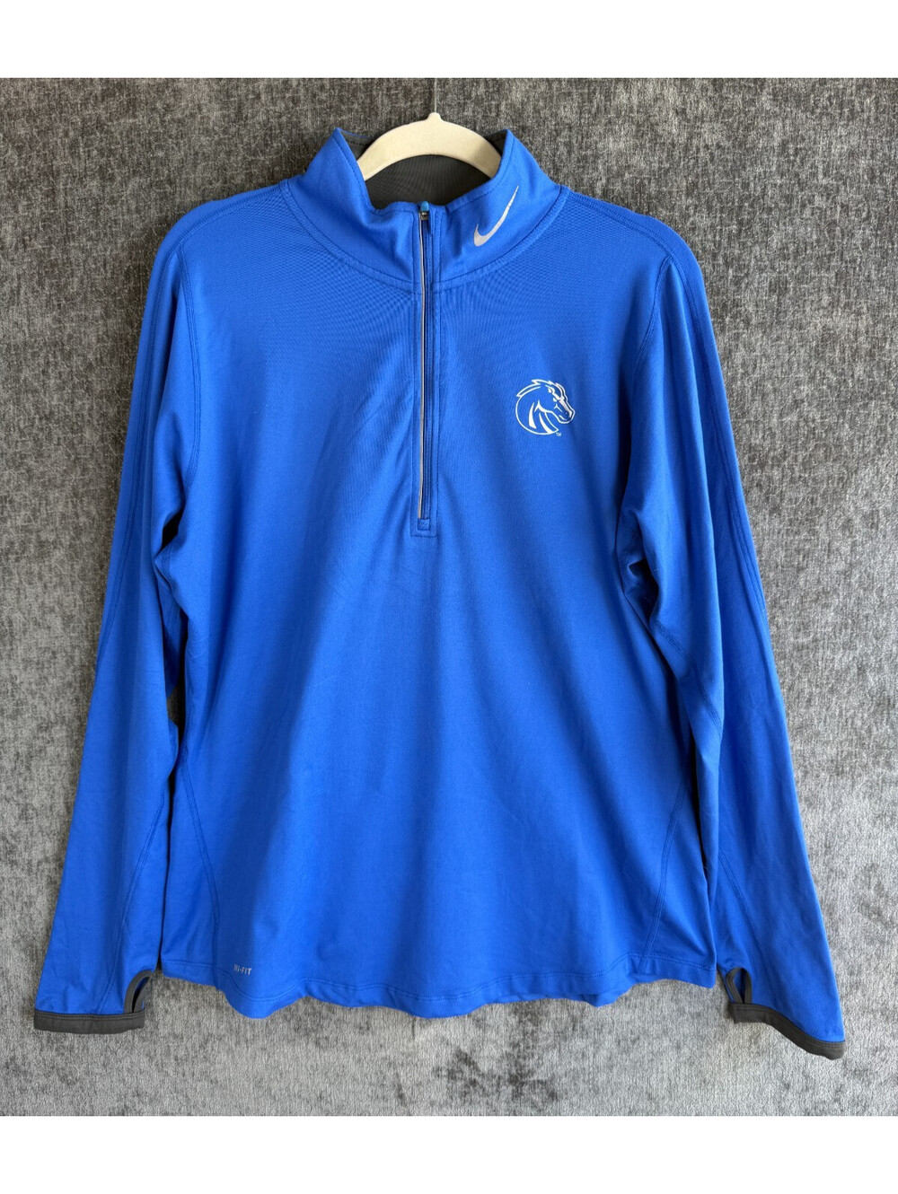 Nike Dri-Fit Mens XL Boise State Broncos Half Zip Pullover Shirt Royal Blue